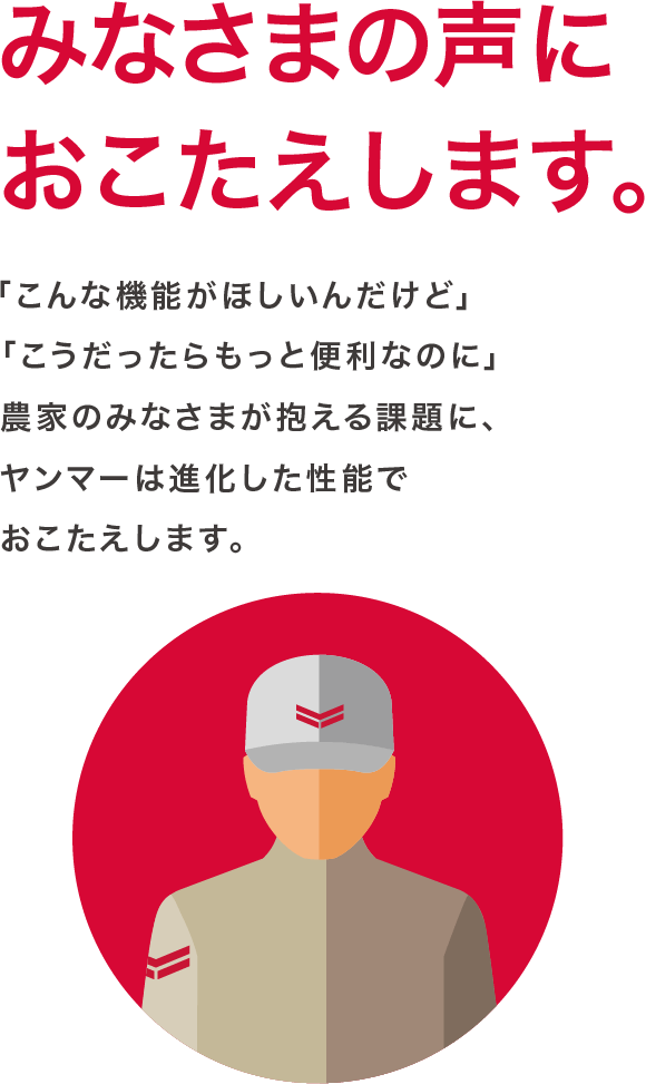 みなさまの声｜YH462A・YH471A・YH571A・YH5101A｜コンバイン・普通型コンバイン用アタッチメント・バインダー・自走自脱・籾すり機・粗選機・調製機  - コンバイン｜製品・サービス｜農業｜ヤンマー